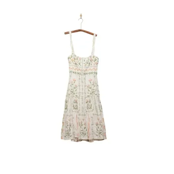 Agua by Agua Bendita Nispero Floral Linen Dress Size XL - Picture 4 of 9